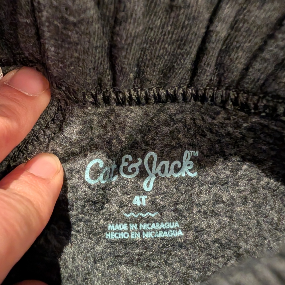 Cat & Jack Charcoal Gray Hoodie & Pant Set with Neon Green Accent Size 4T - Picture 9 of 10